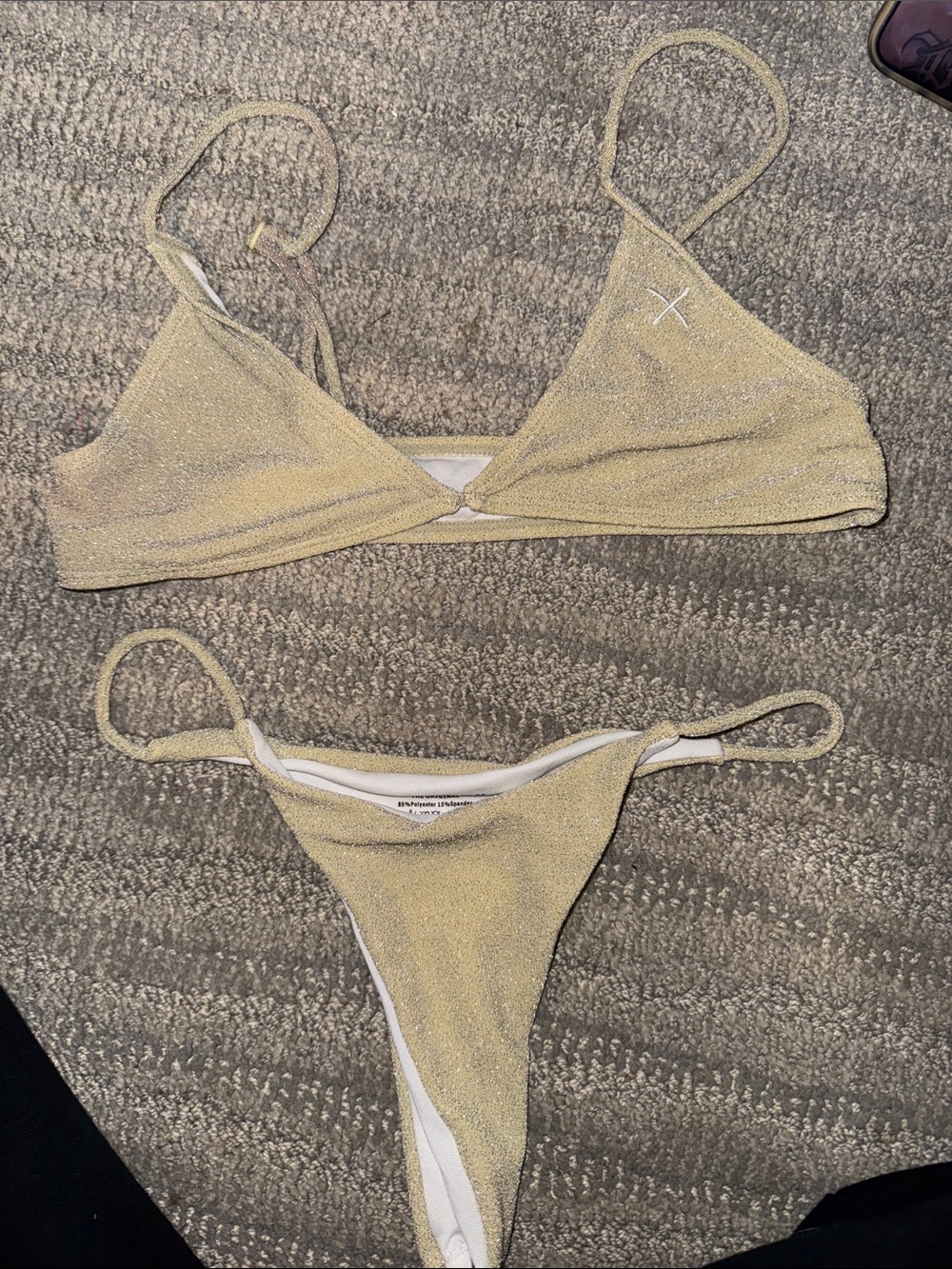 Boutine LA Gold Shimmer Triangle Bikini Set